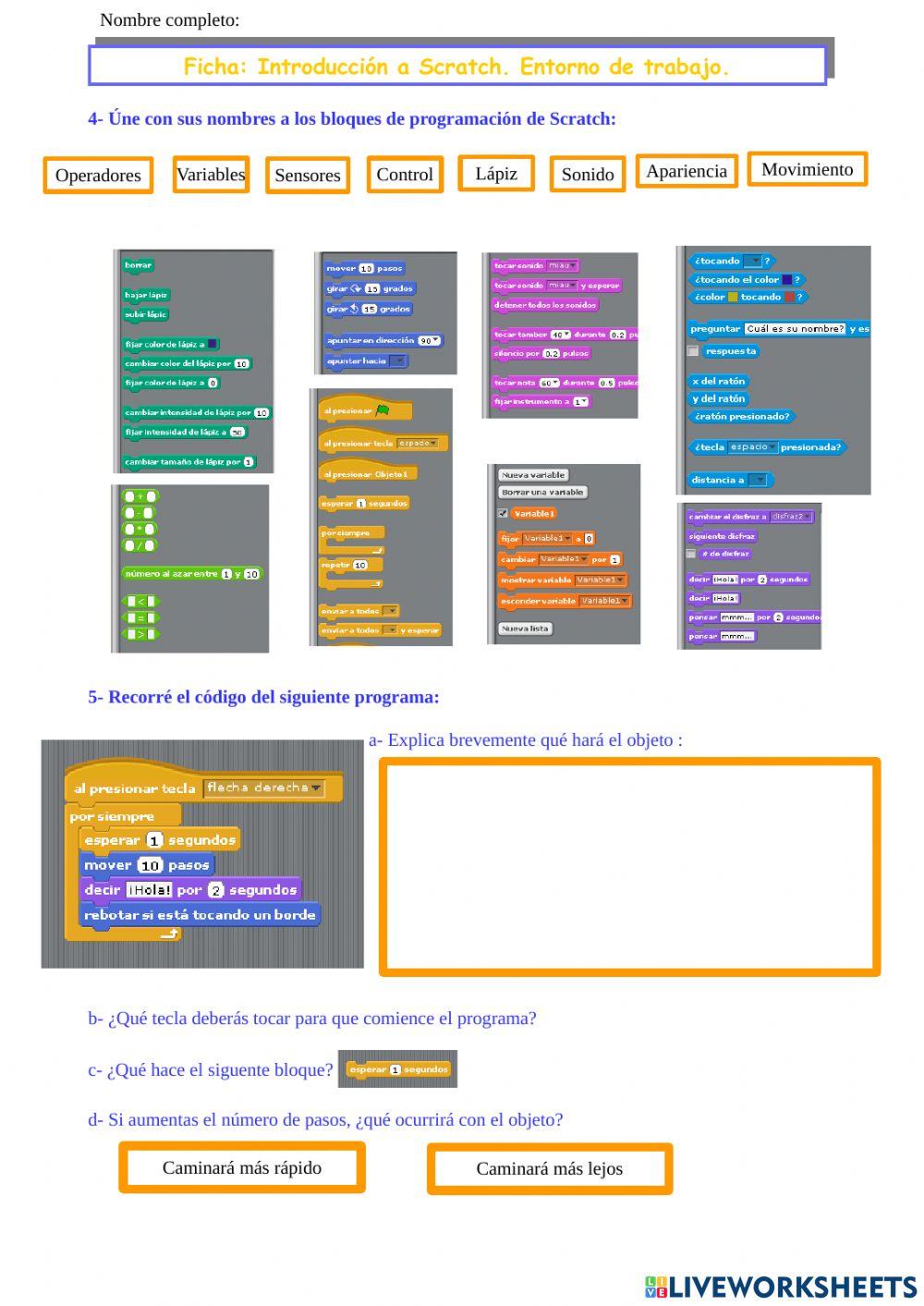 Introducción a Scratch. Entorno de trabajo
