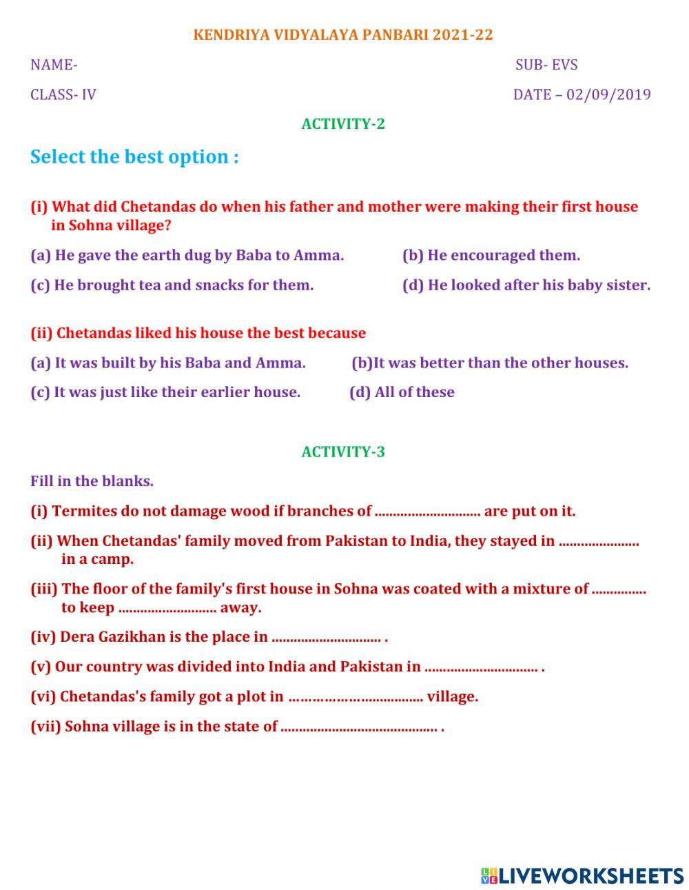 Select the best option - Changing Times