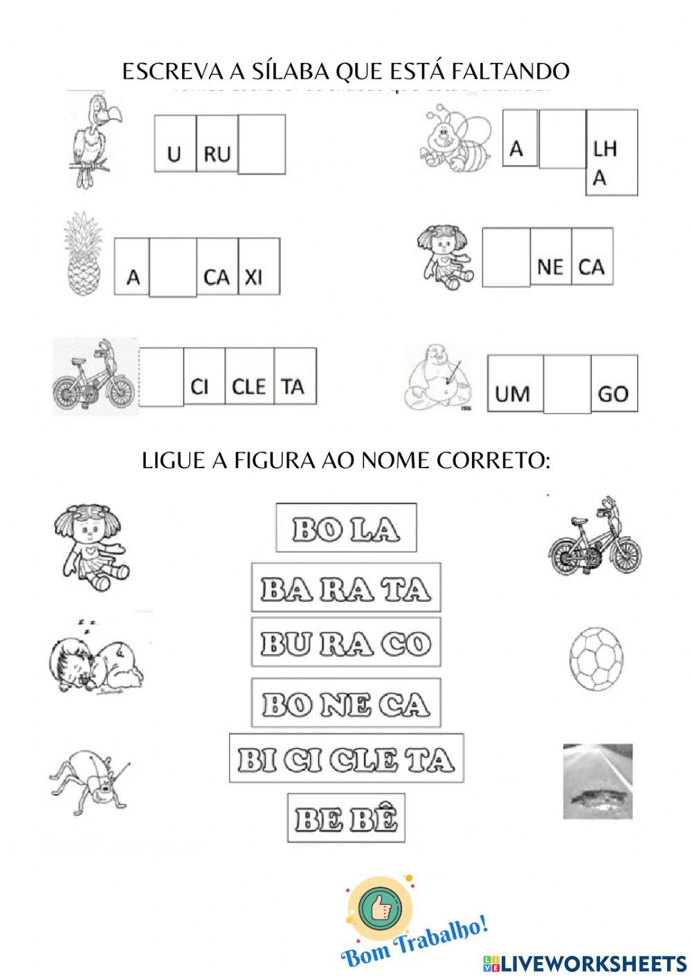 Atividade de Escrita e Assimilação letra B
