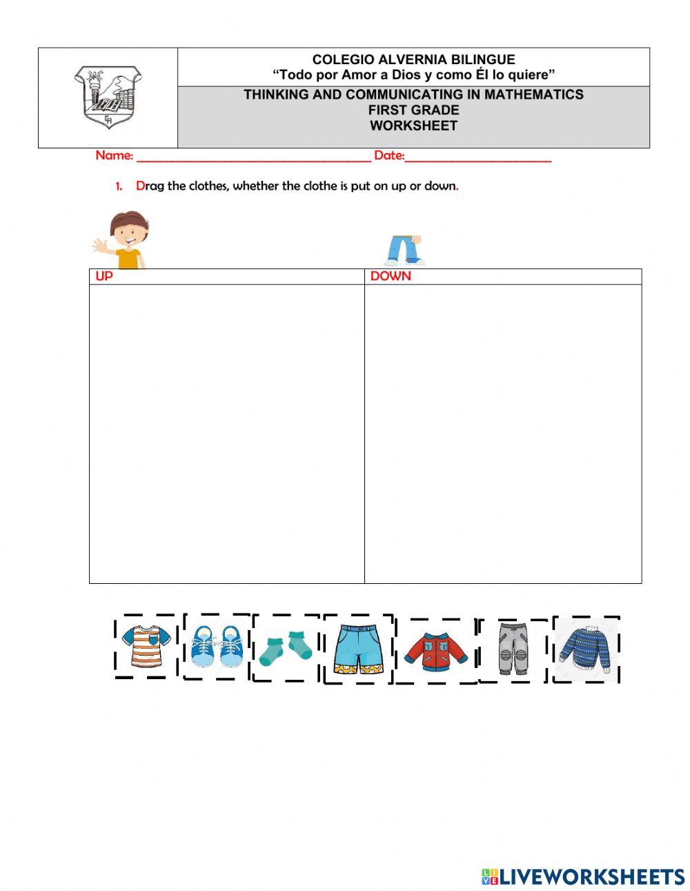 Worksheet:up,down,left and right