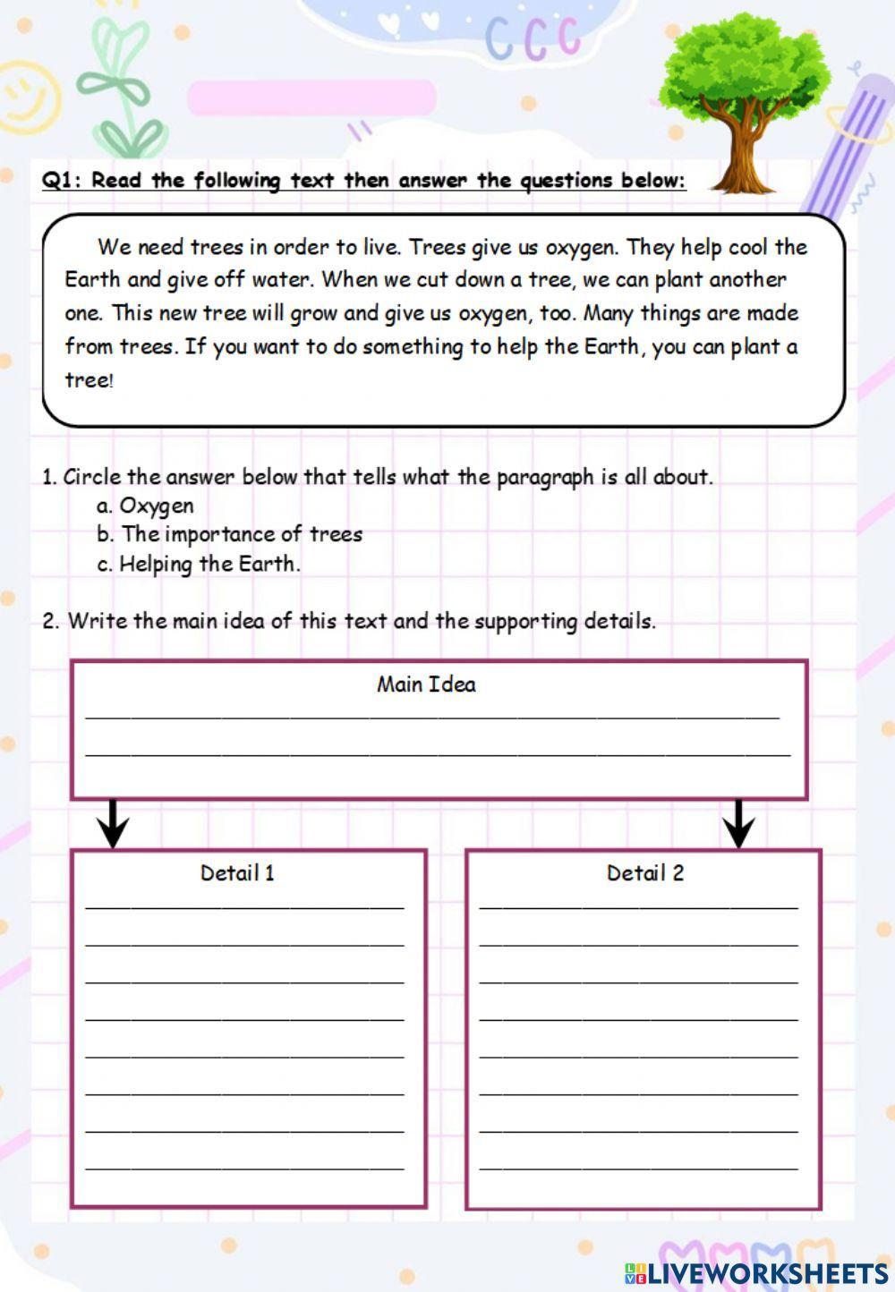 Identify main idea and supporting details