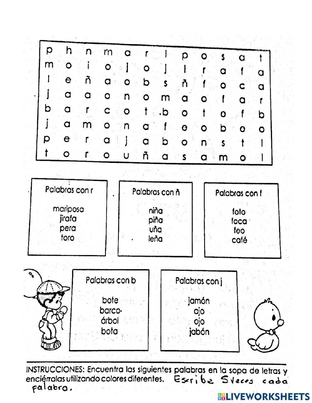 Sopa de letras de animales