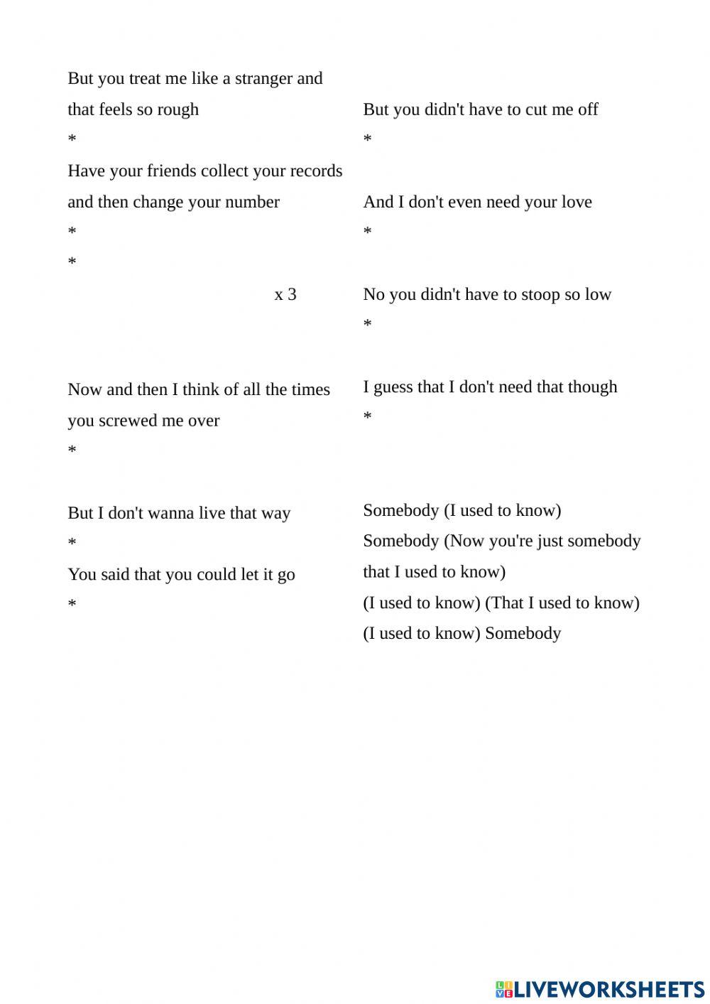 Somebody That I Used to Know - Goyte