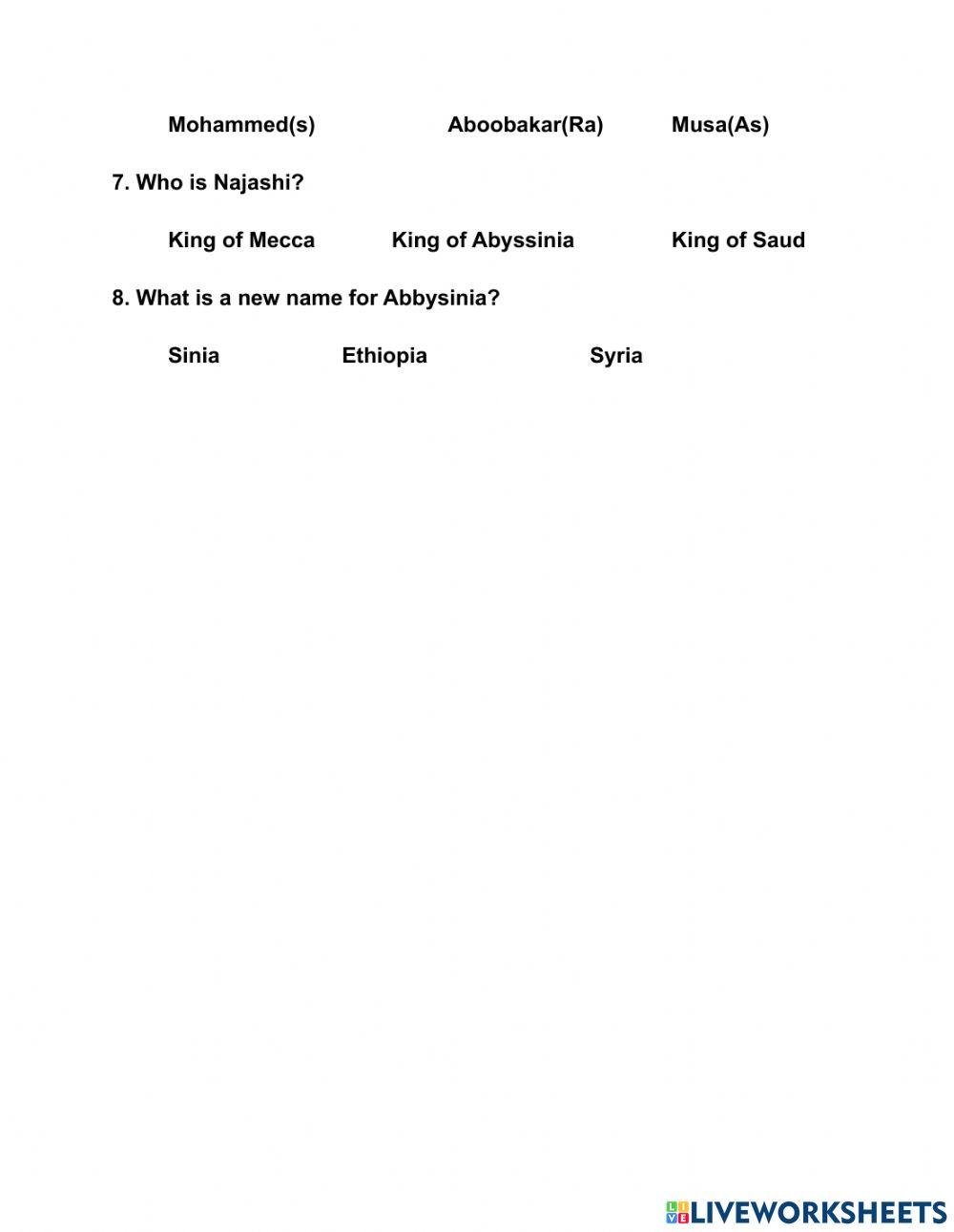 Emigration to Abissinia