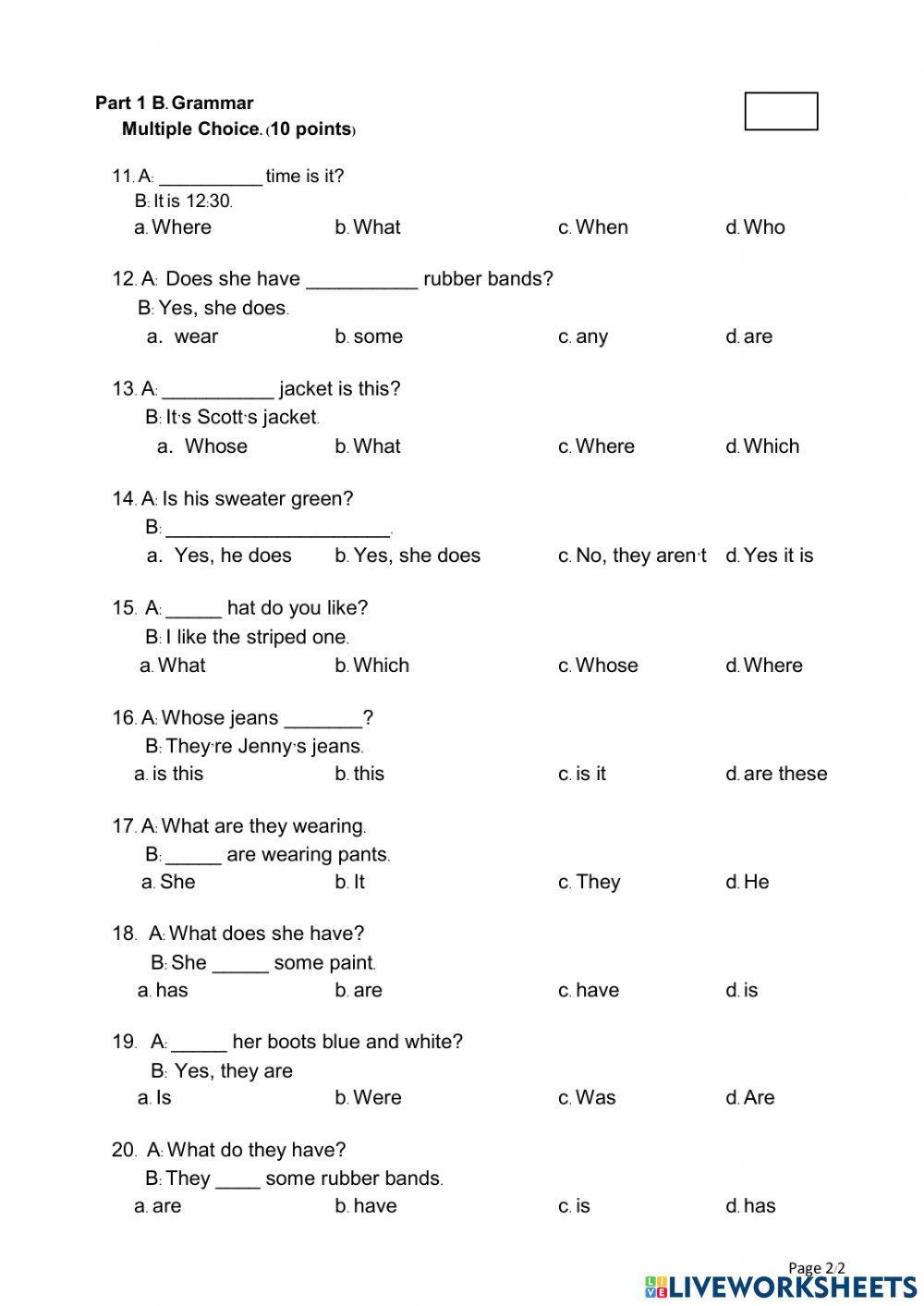 School Items, Clothing