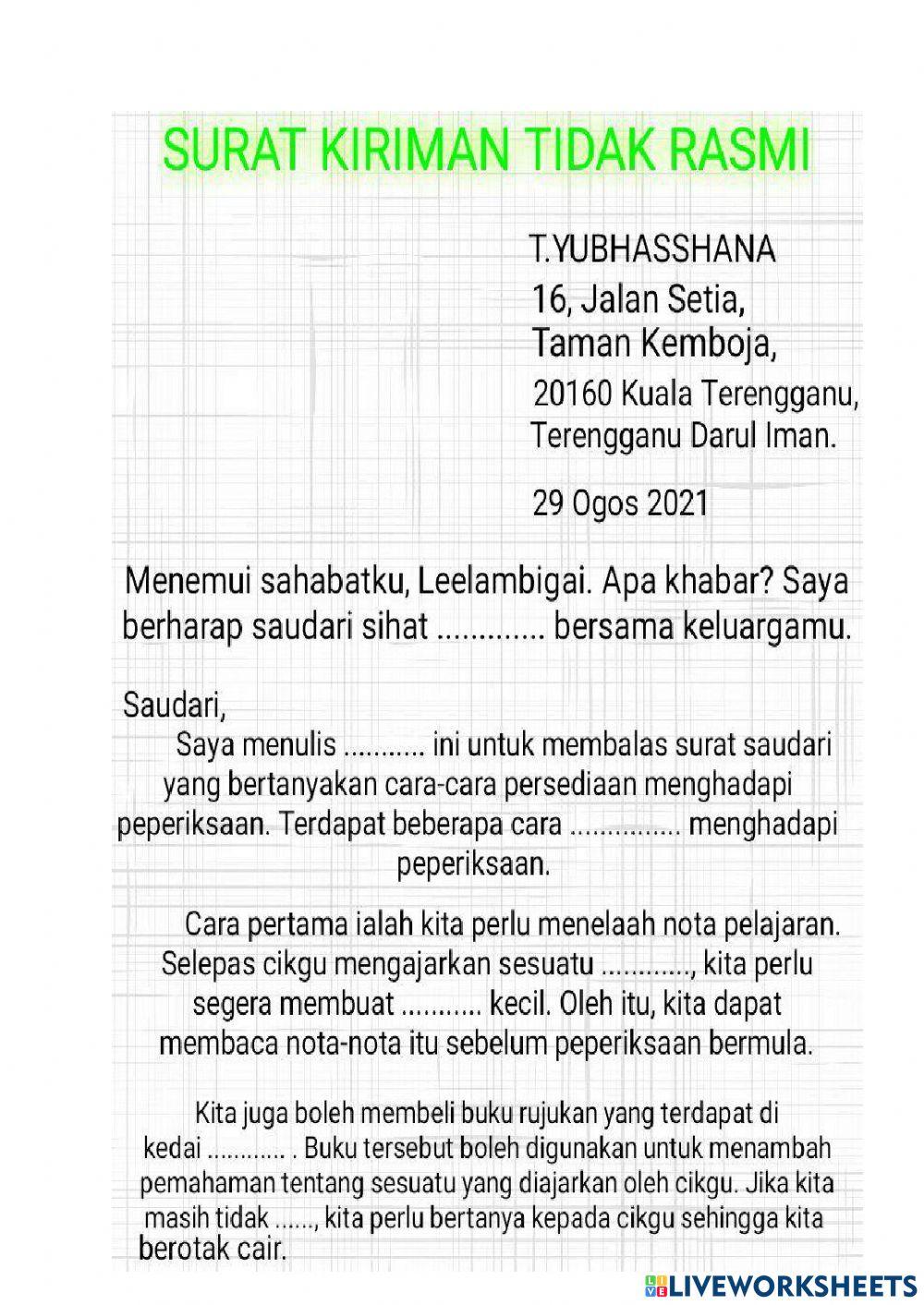 Isi tempat kosong dengan jawapan yang betul.