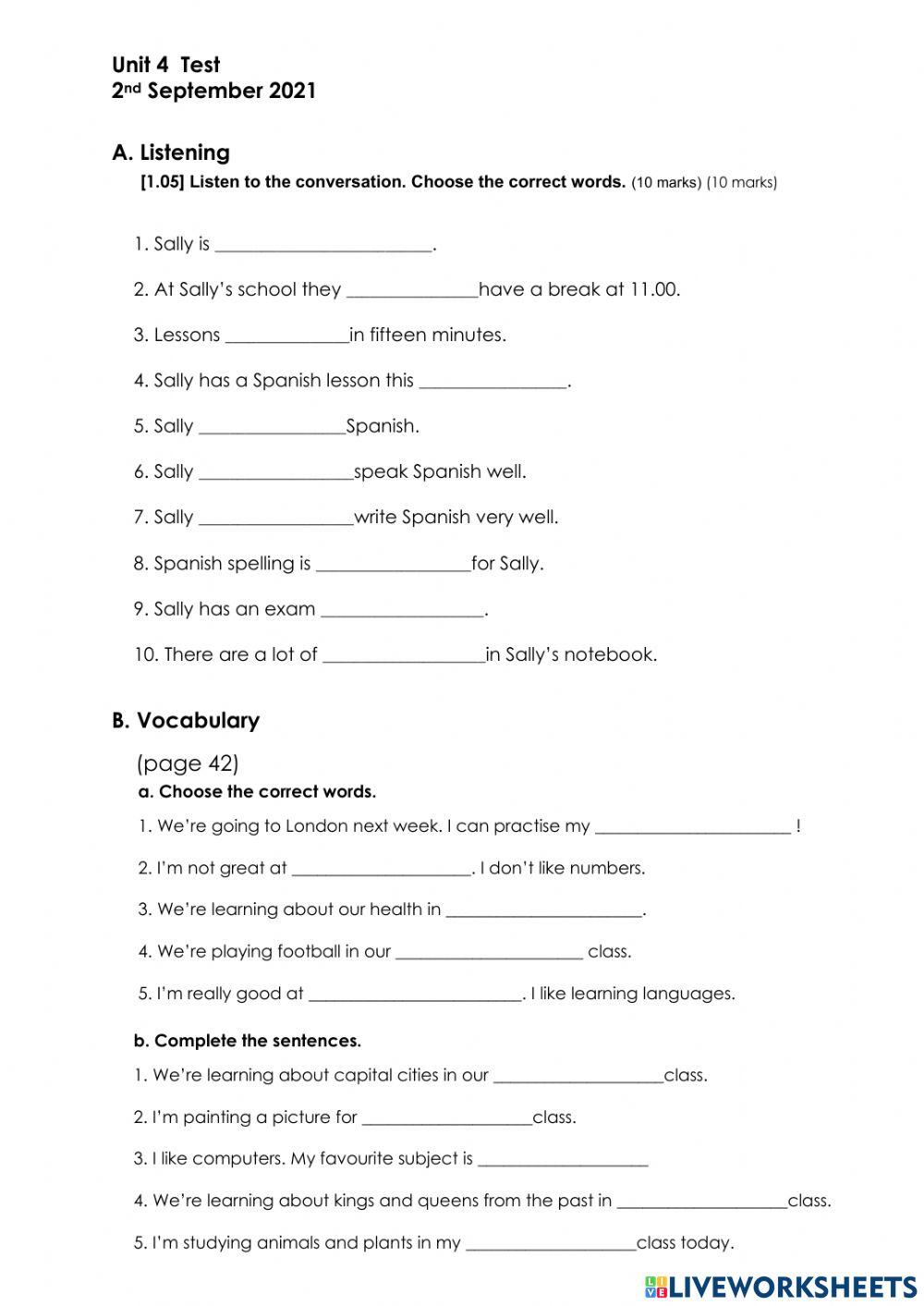 Unit 4 Learning World