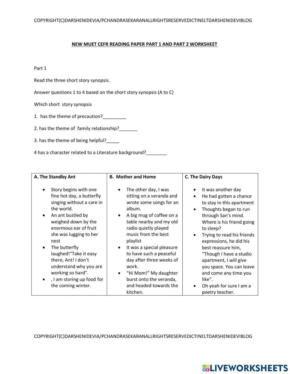 Muet cefr reading paper part 1 and part 2