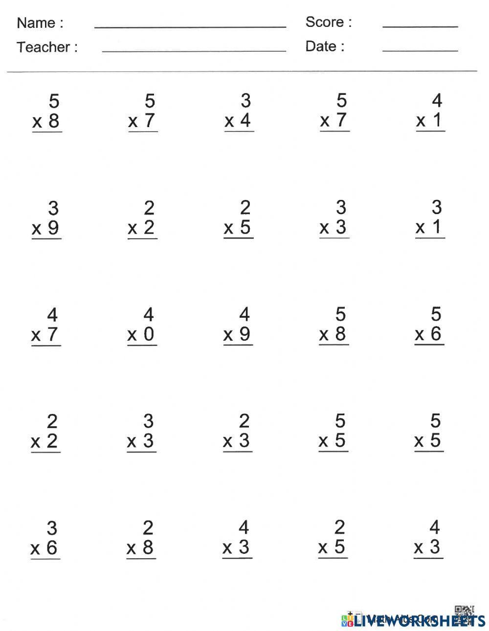 Single digit multiplication