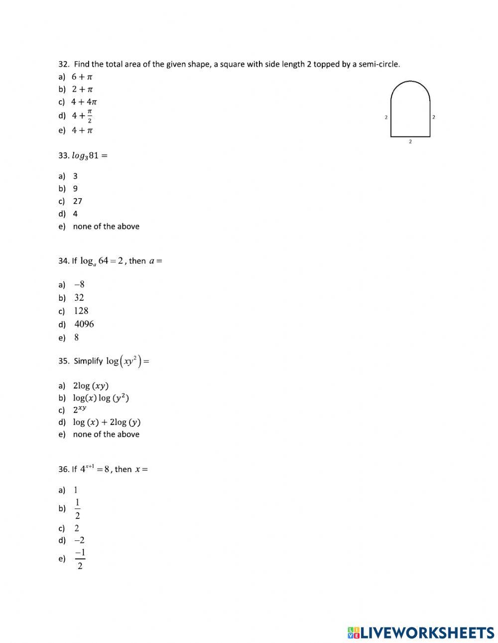 Calculus 1 - Diagnostic Test