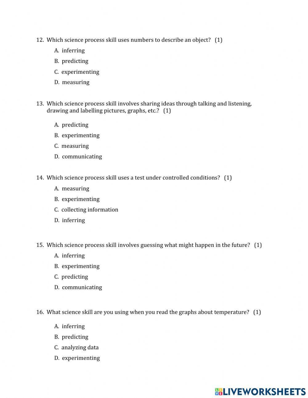 Grade 5-Process Skills Questions