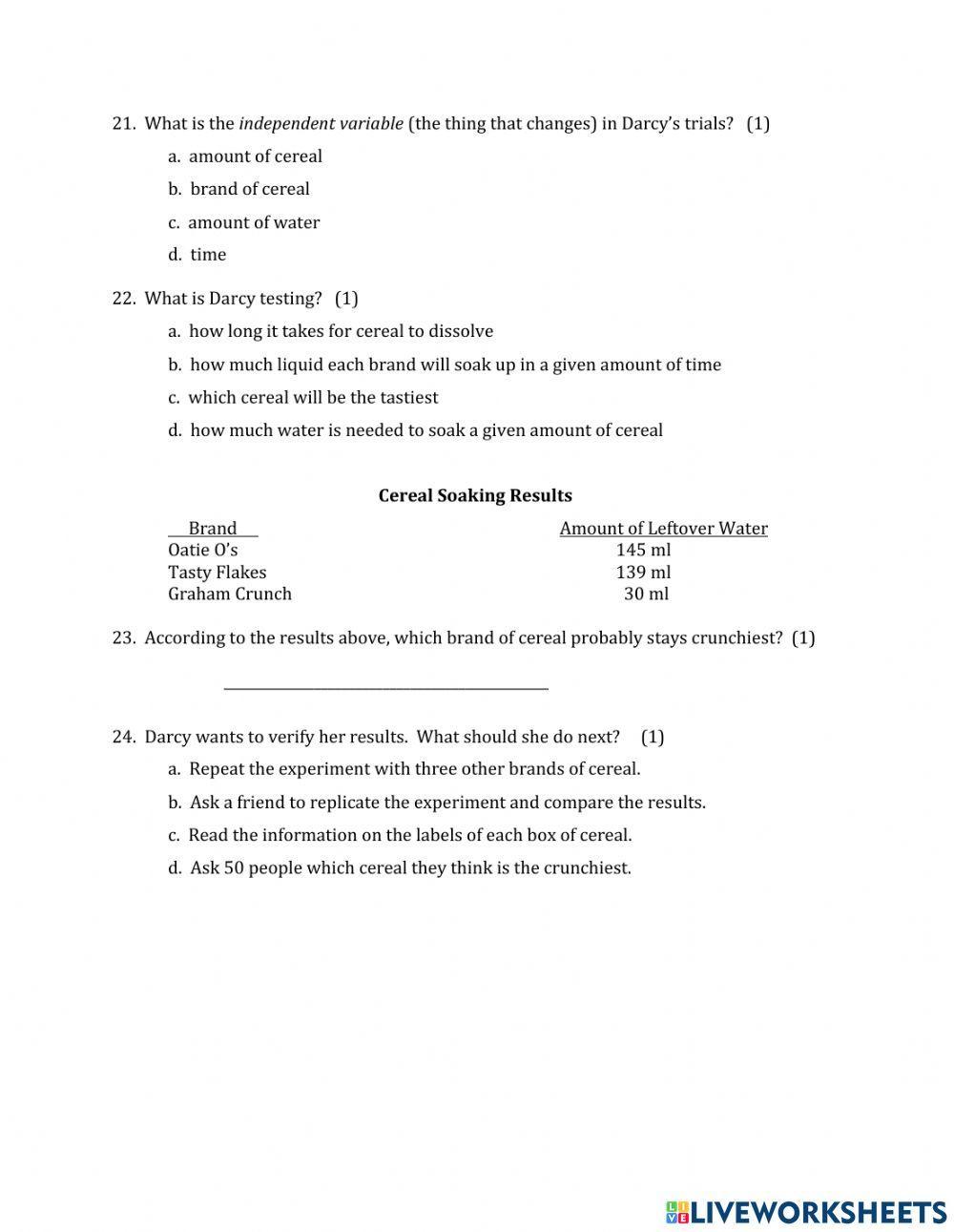 Grade 5-Process Skills Questions