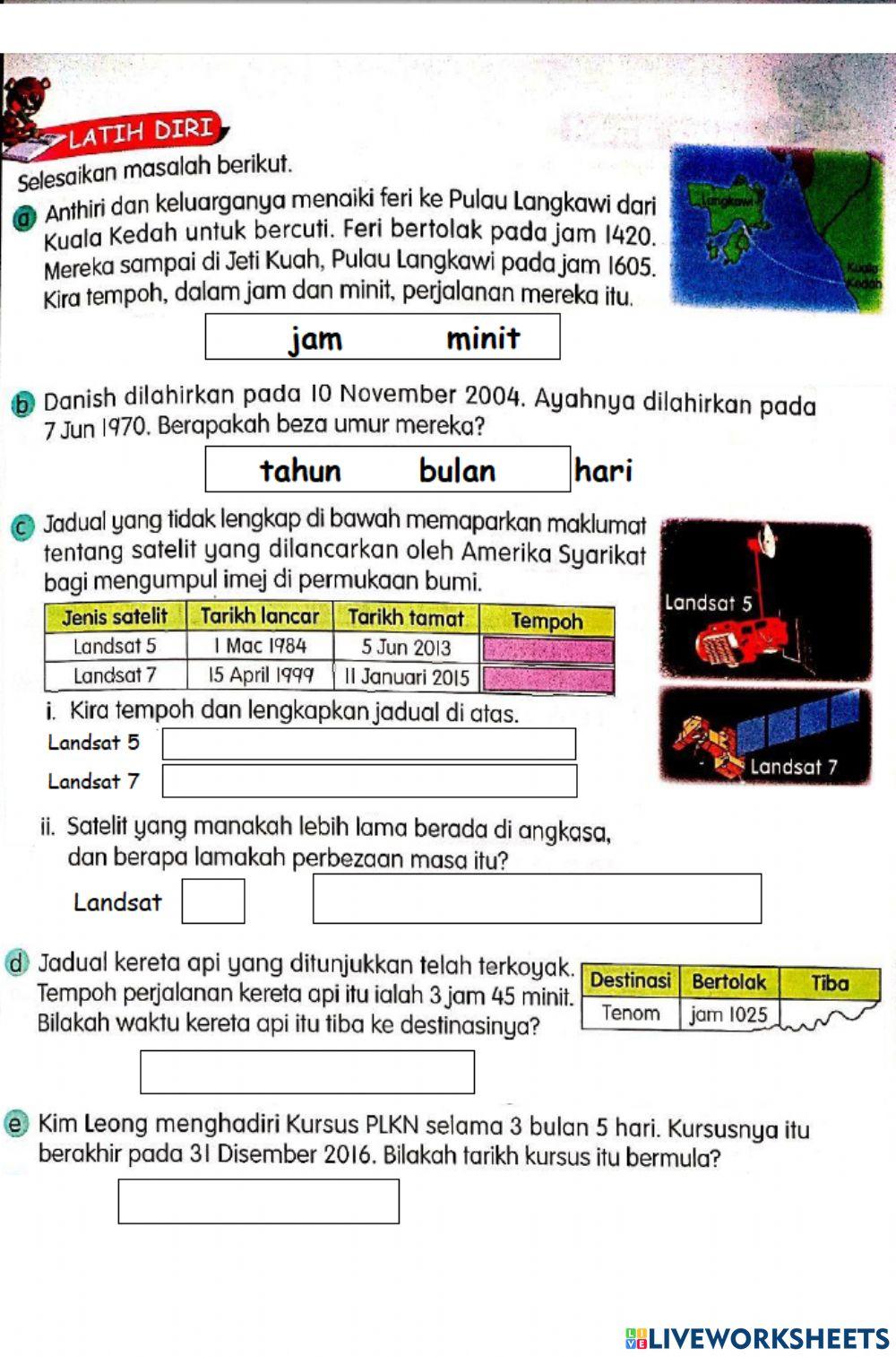 Matematik tahun 6 - SELESAIKAN MASALAH MASA