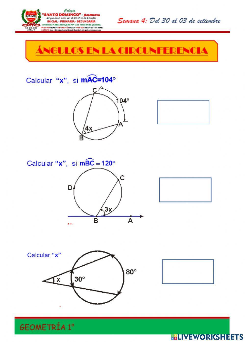 Angulos en la circunferencia