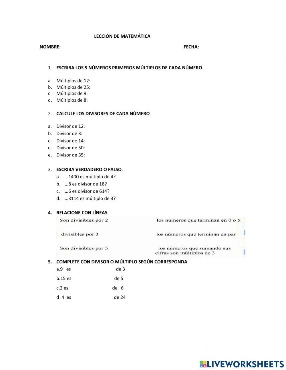 Leccion de matematicas