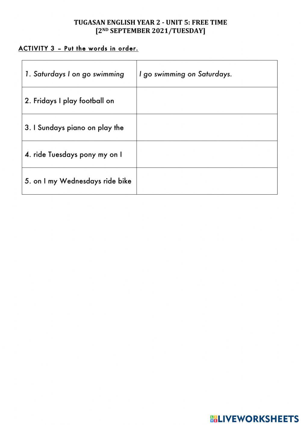 Superminds Unit 5: Free Time (Present Simple)(Writing)
