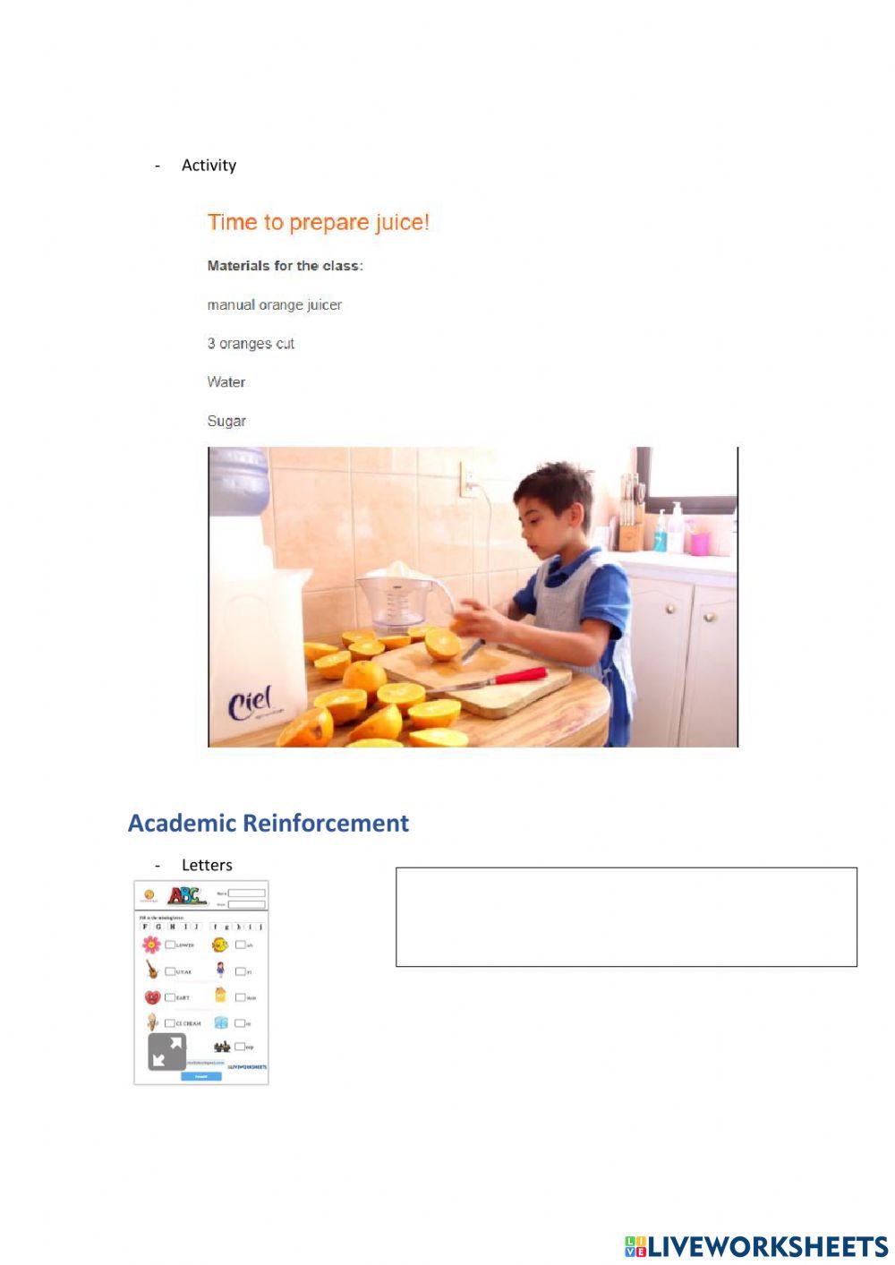 Weekly activities week 17