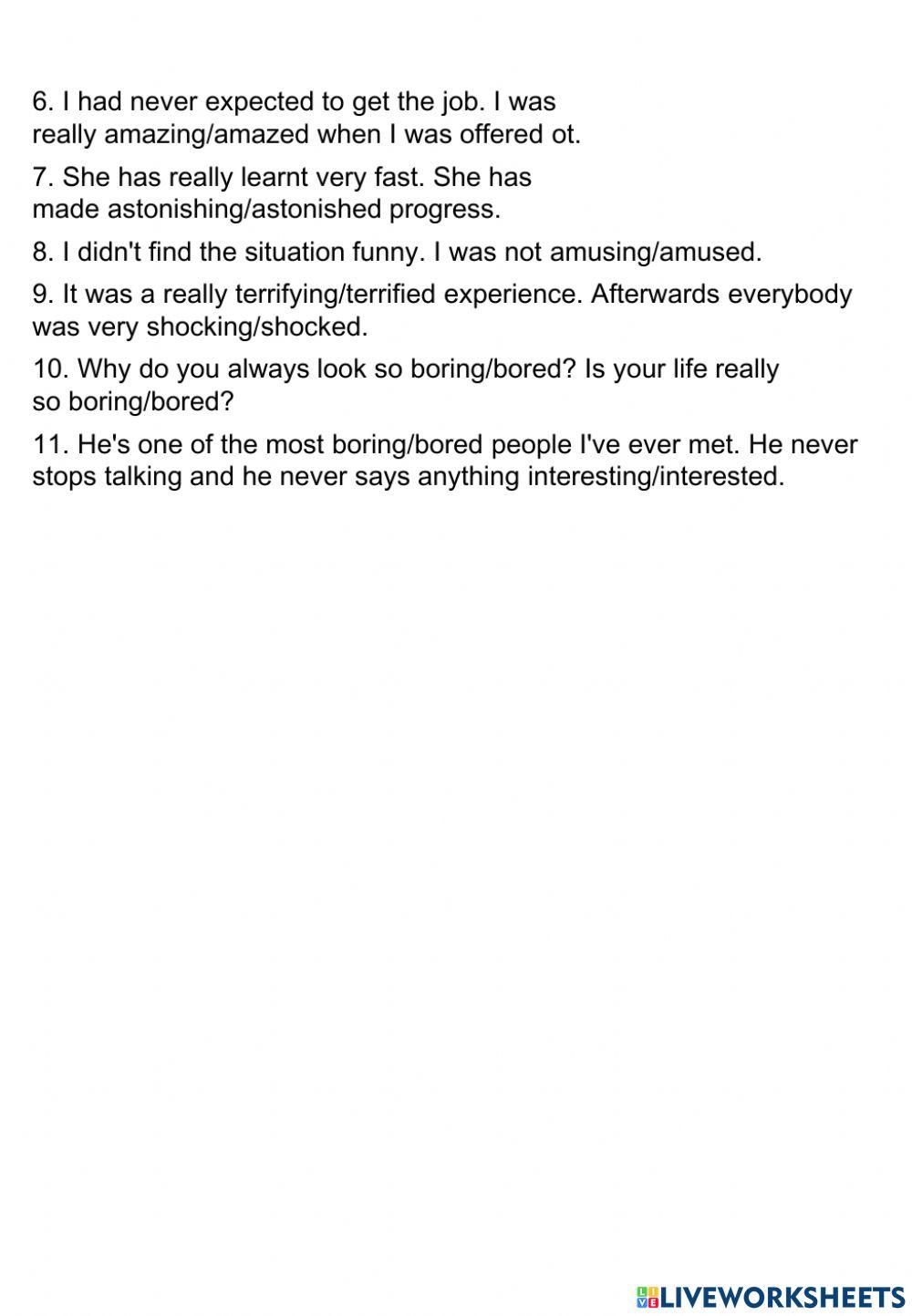 -ed and -ing adjectives