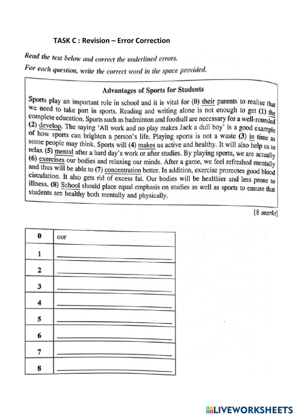 UNIT 10: WRITING - ERROR CORRECTION