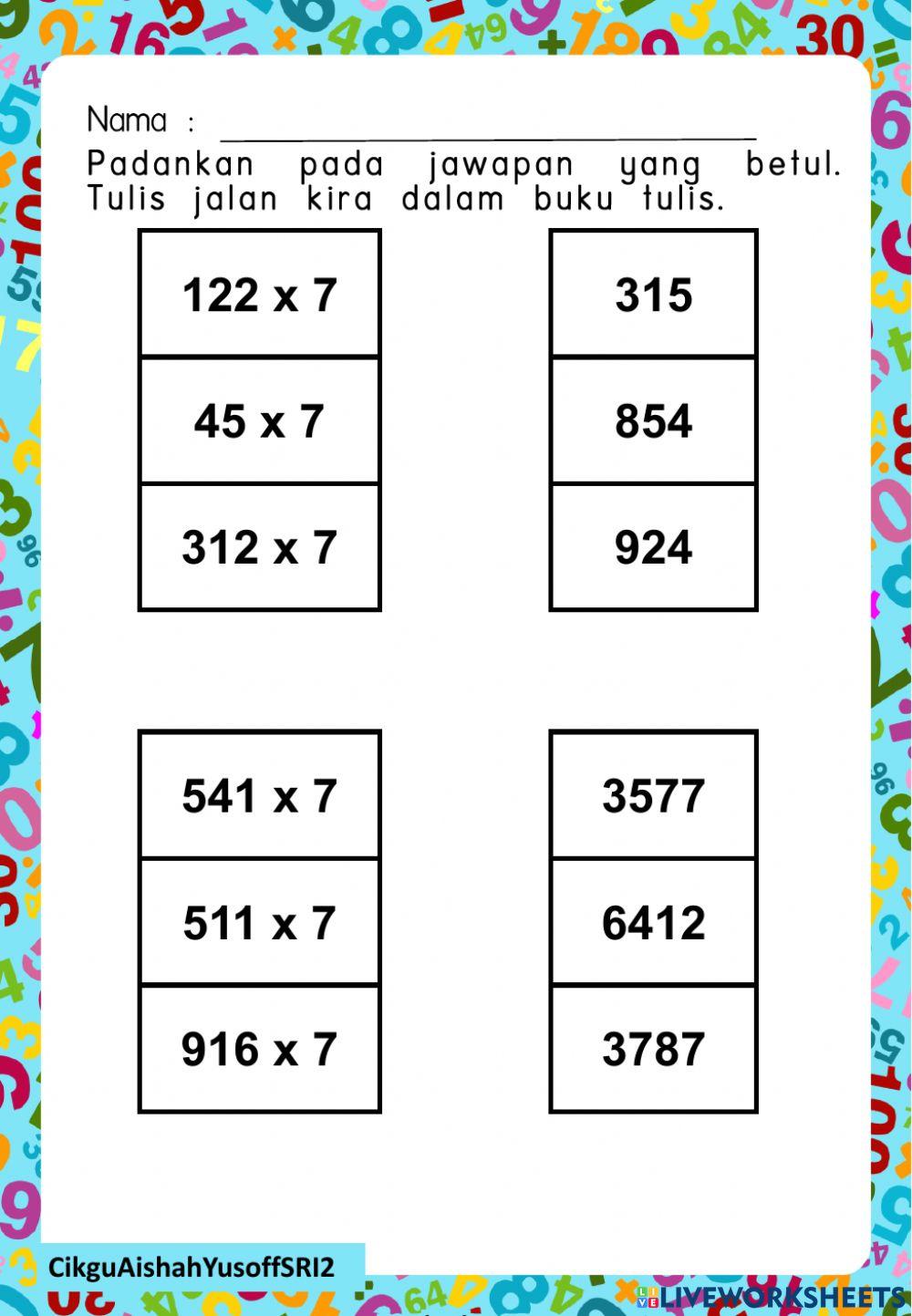 Latihan Darab Sifir 7
