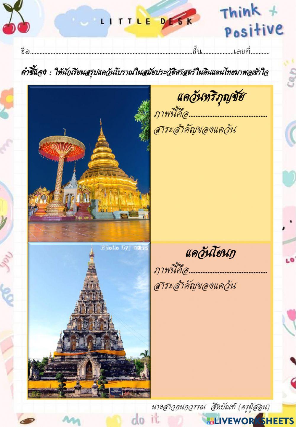 ใบงานแคว้นโบราณทางภาคเหนือของประเทศไทย