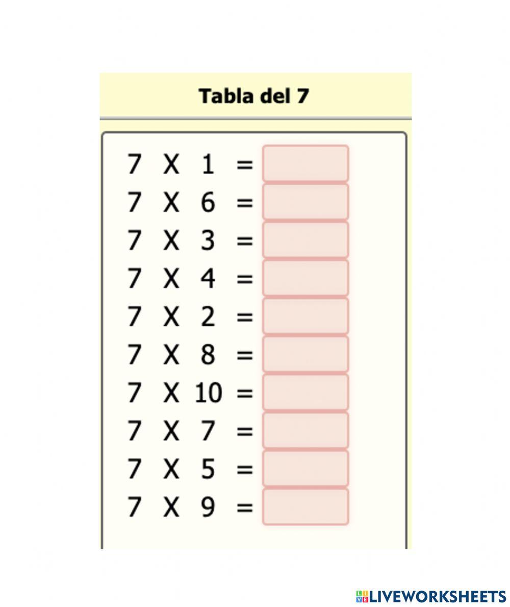 Calculo mental tabla del 7