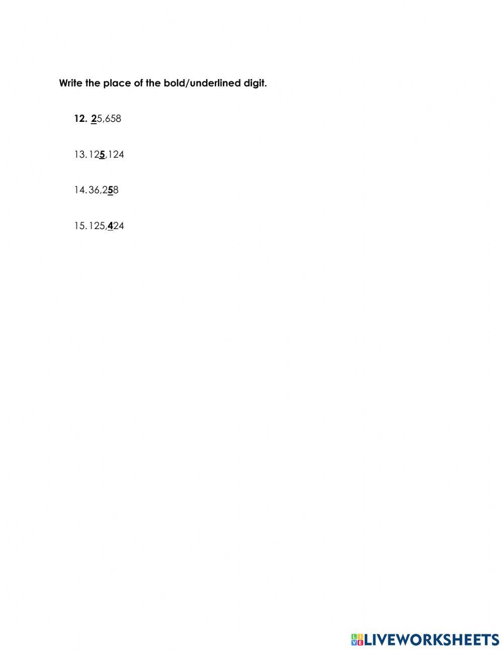 Place Value Review Quiz