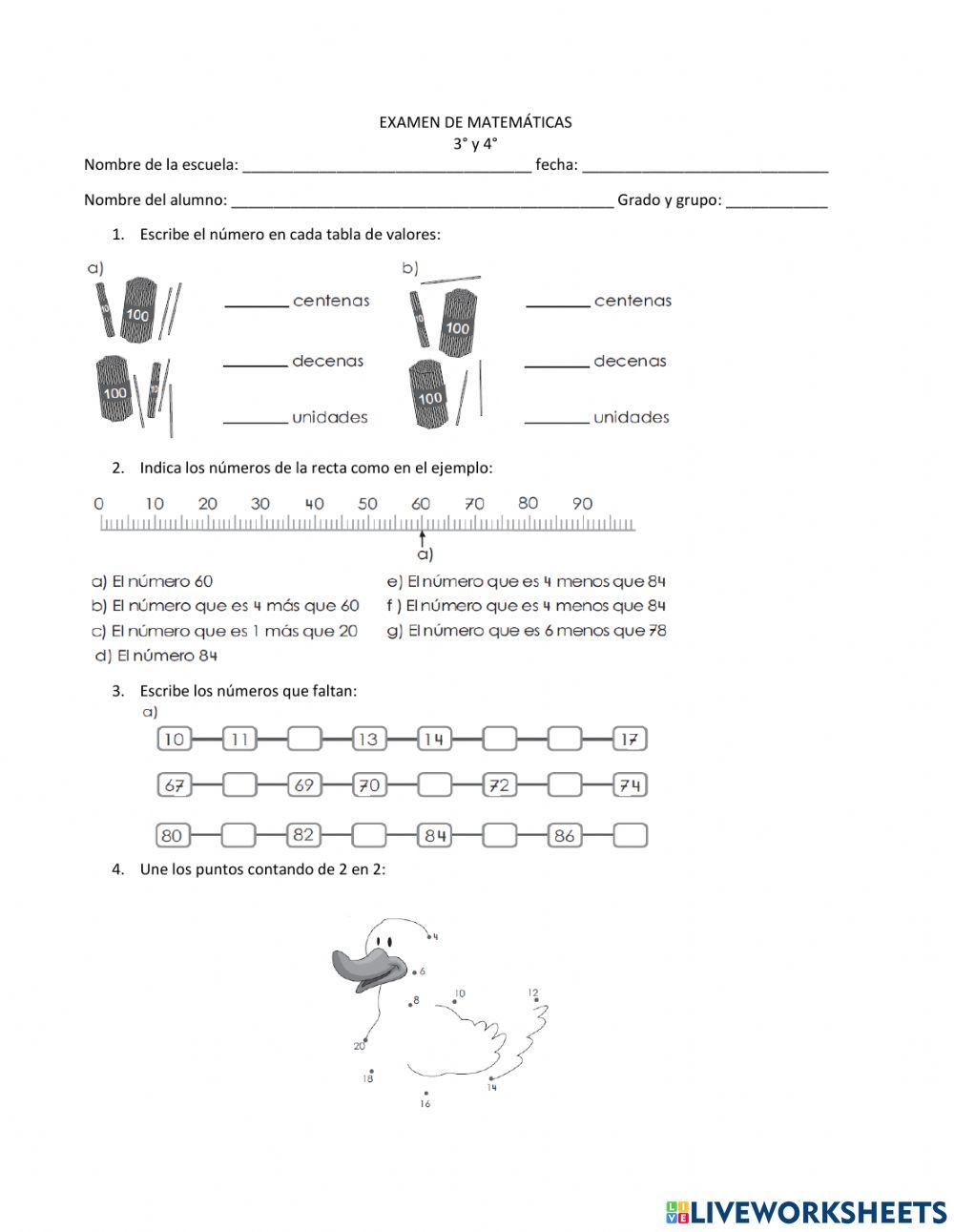 Examen de matemáticas