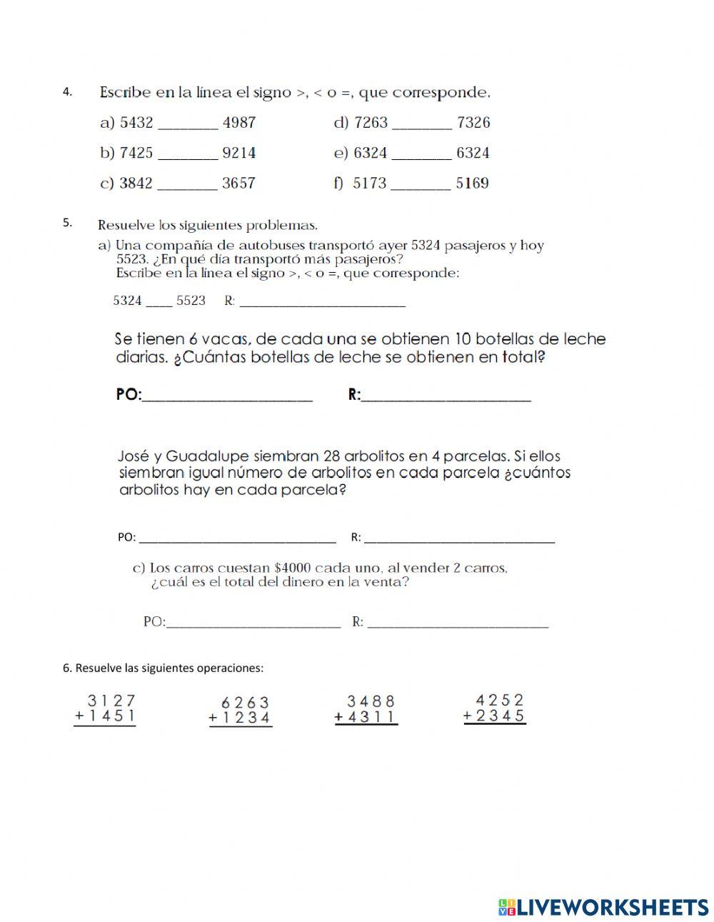 Examen de matemáticas