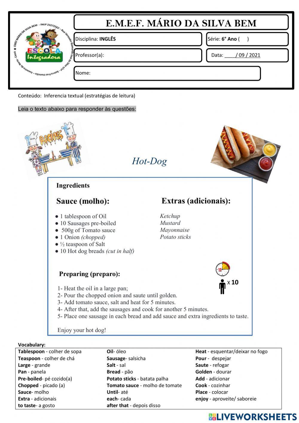 6° ano - INGLÊS - 02-09-21