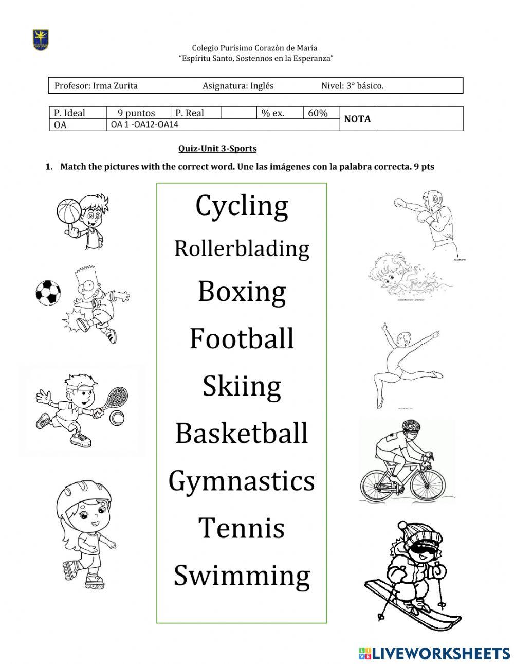 3° quiz -Sports
