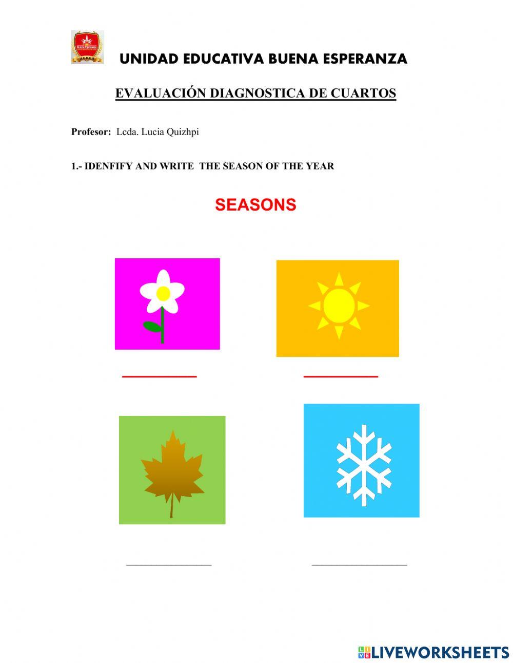 Evaluación diagnóstica inglés 4to