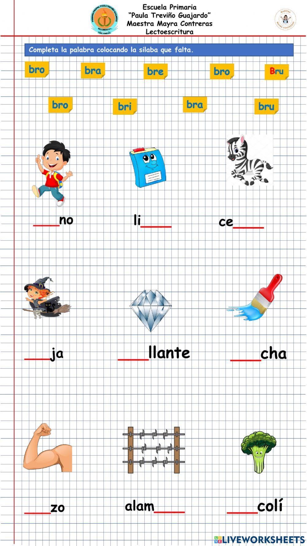 Sílabas trabadas Br