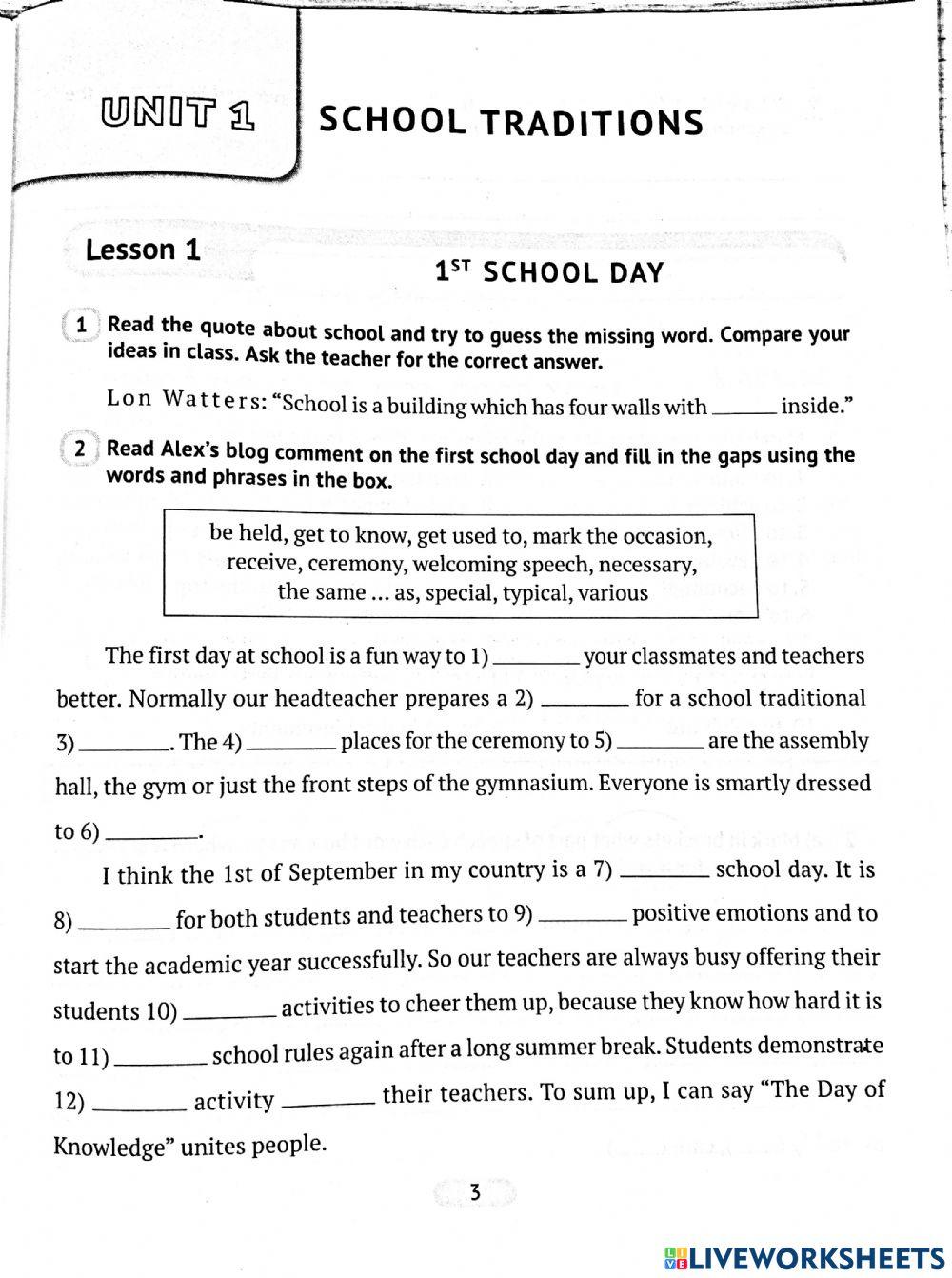 U1 L1 English 8 WB Part 1