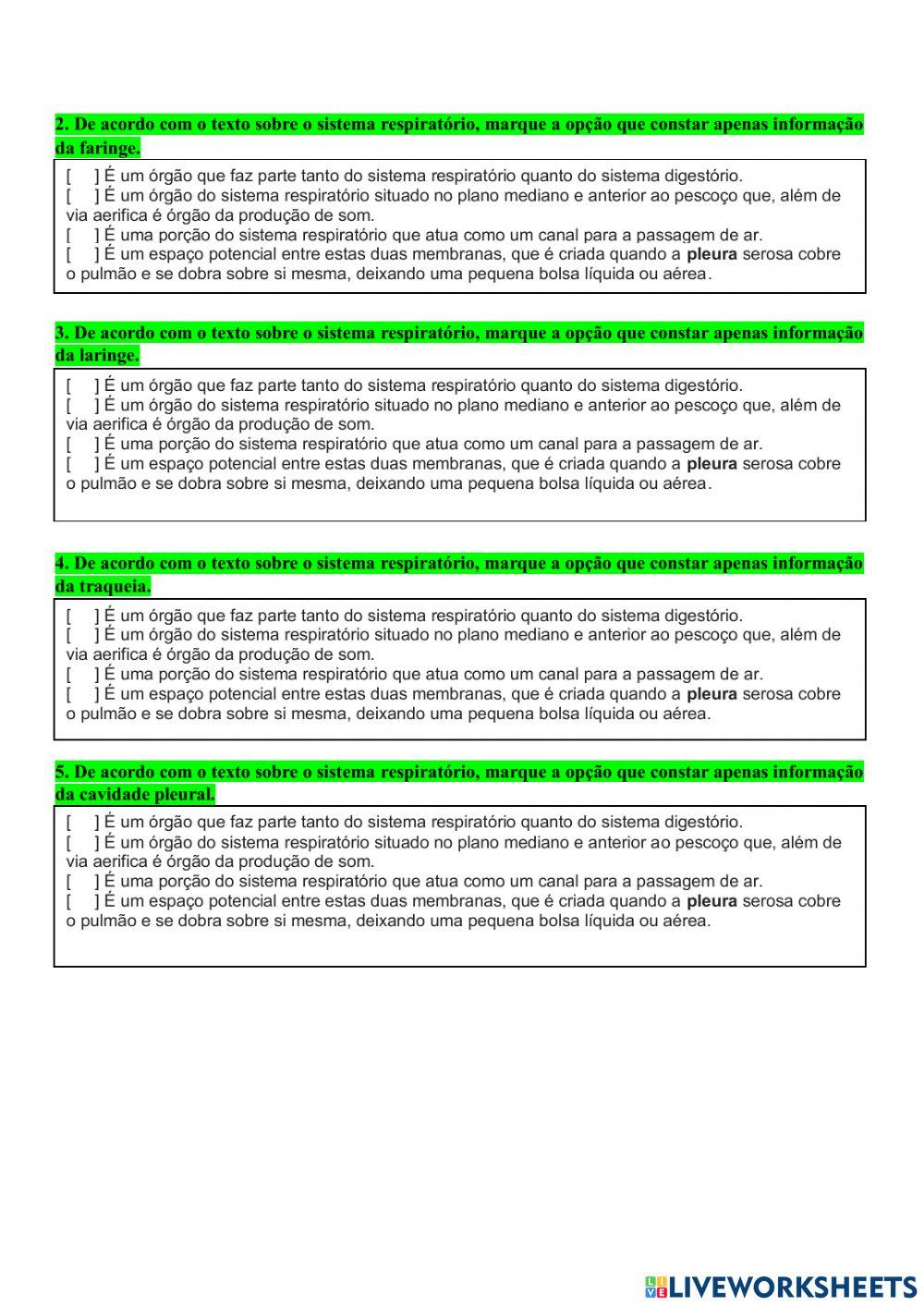 Ciências: O sistema respiratório