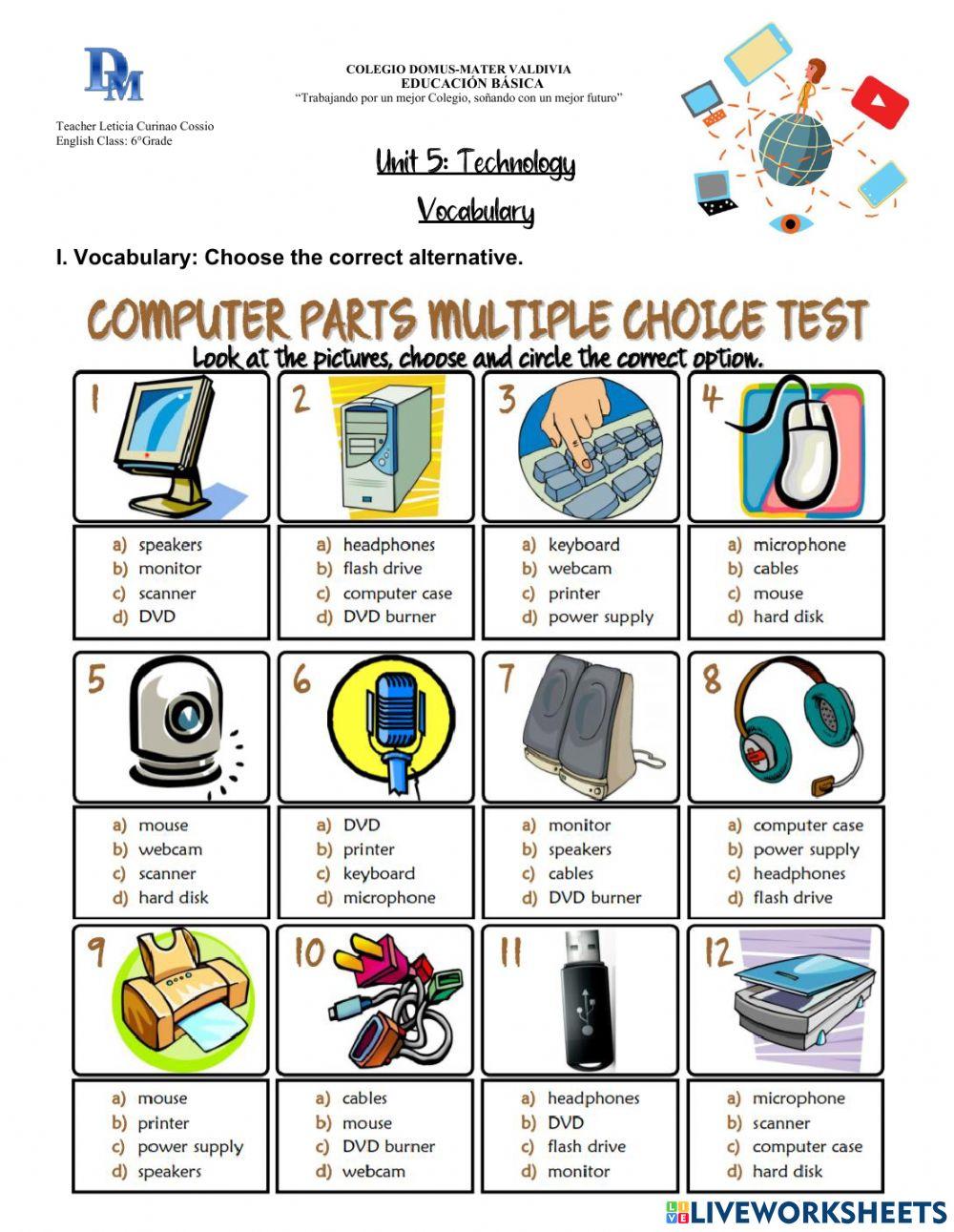 computer online exercise for | Live Worksheets