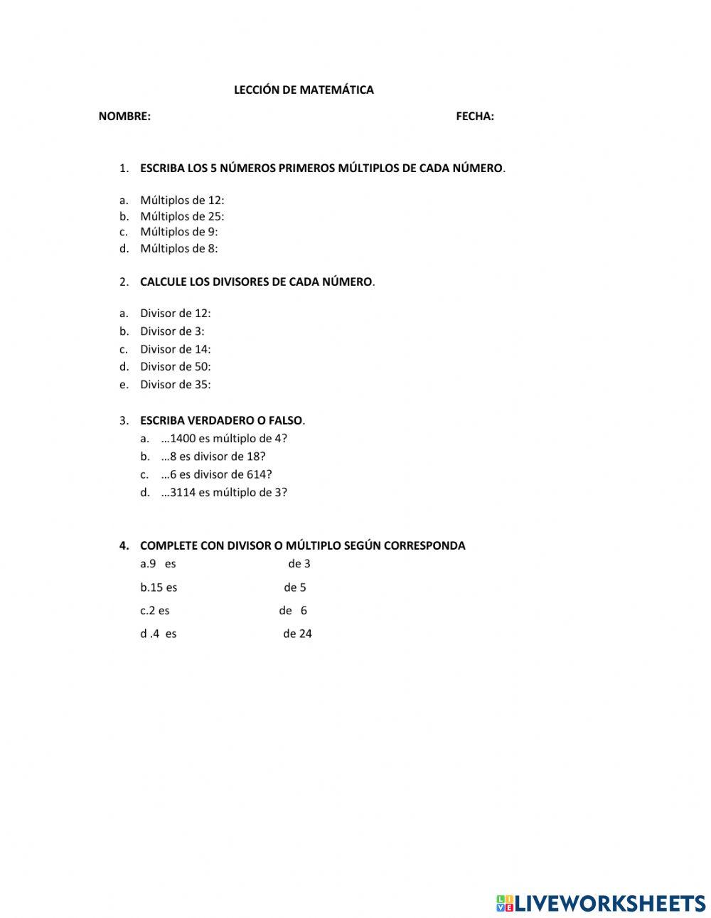 Lección de matemática