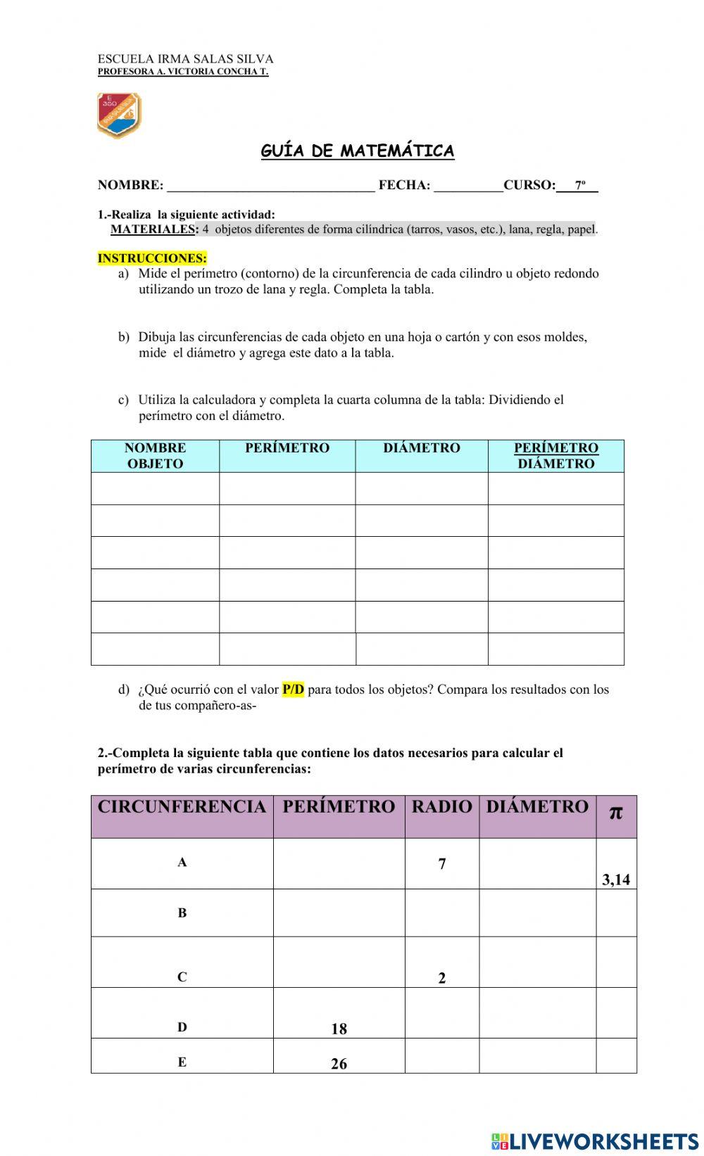 Perímetro de una circunferencia