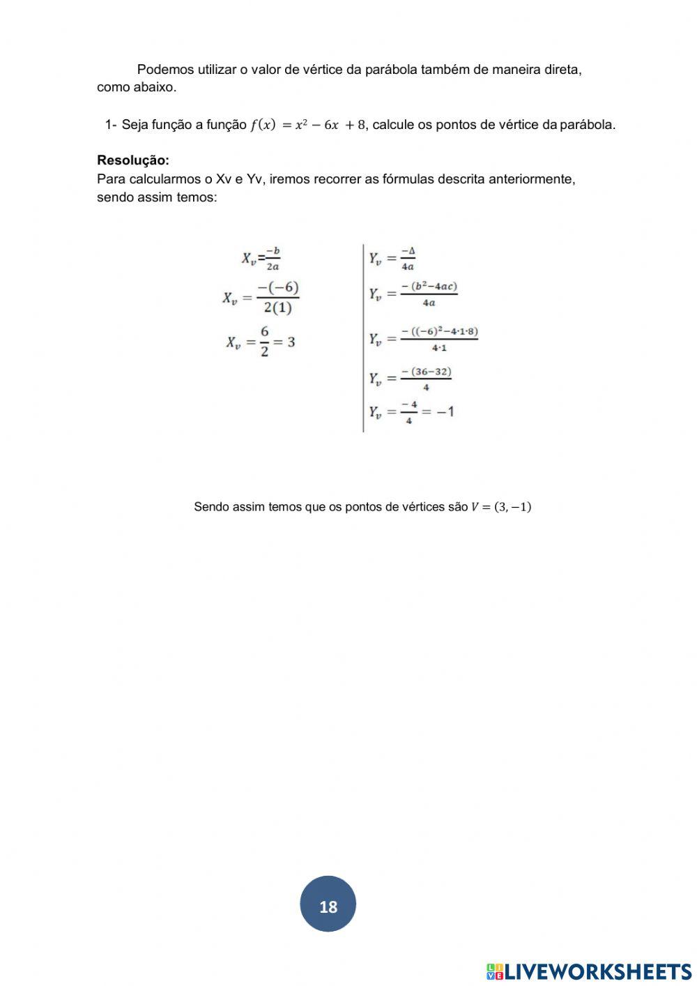 NEJA II AULA 11 01-09-2021 Matemática 1° Bim Revisão de Função do 1 ° e 2° Grau