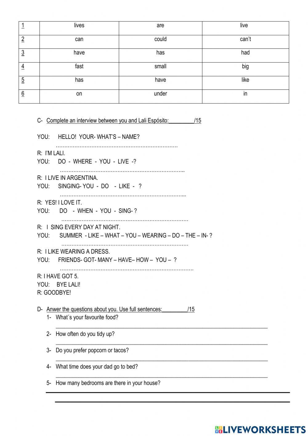 Practice kids 4 mid term exam