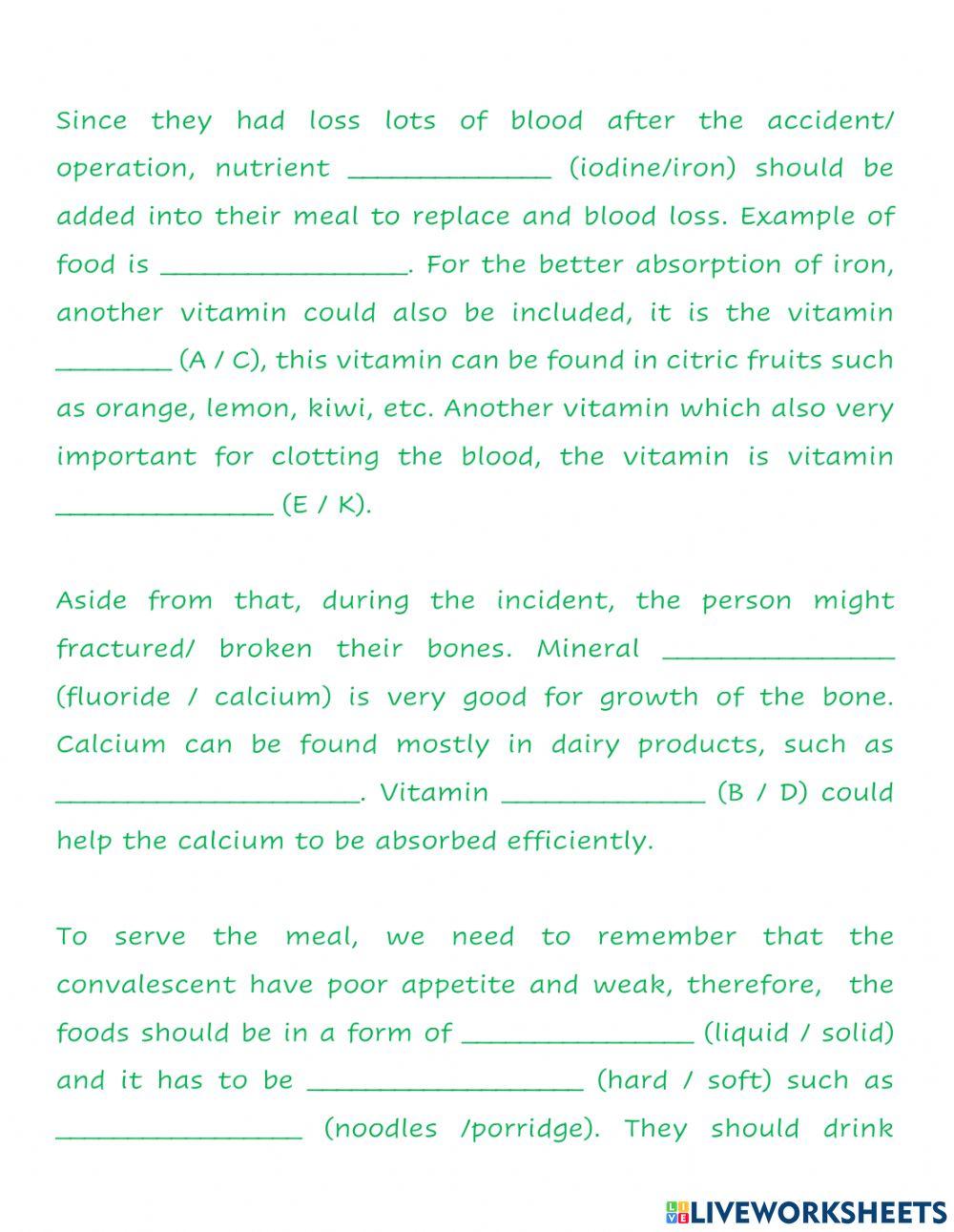 Special Needs: Convalescent