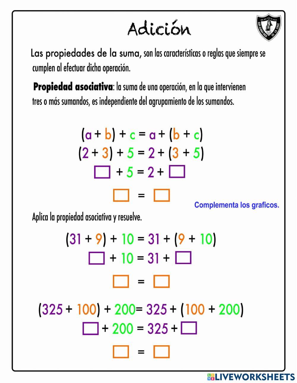 Adición, propiedad asociativa