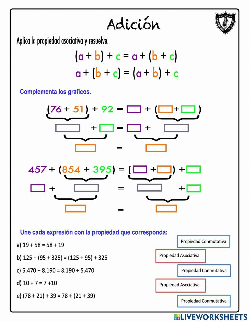 Adición, propiedad asociativa