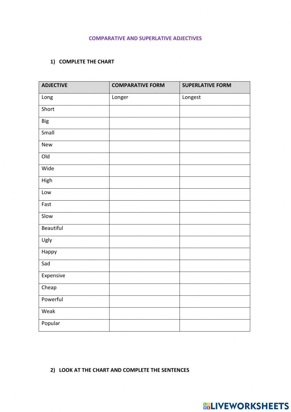 Comparative and superlative adjectives