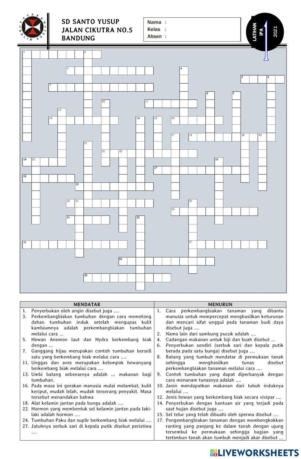 Latihan Teka teki silang