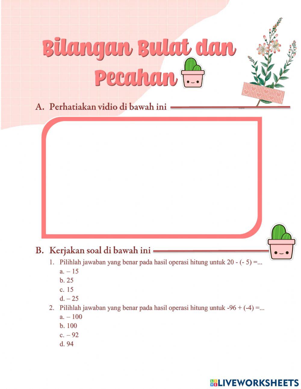 Bilangan Bulat dan Pecahan