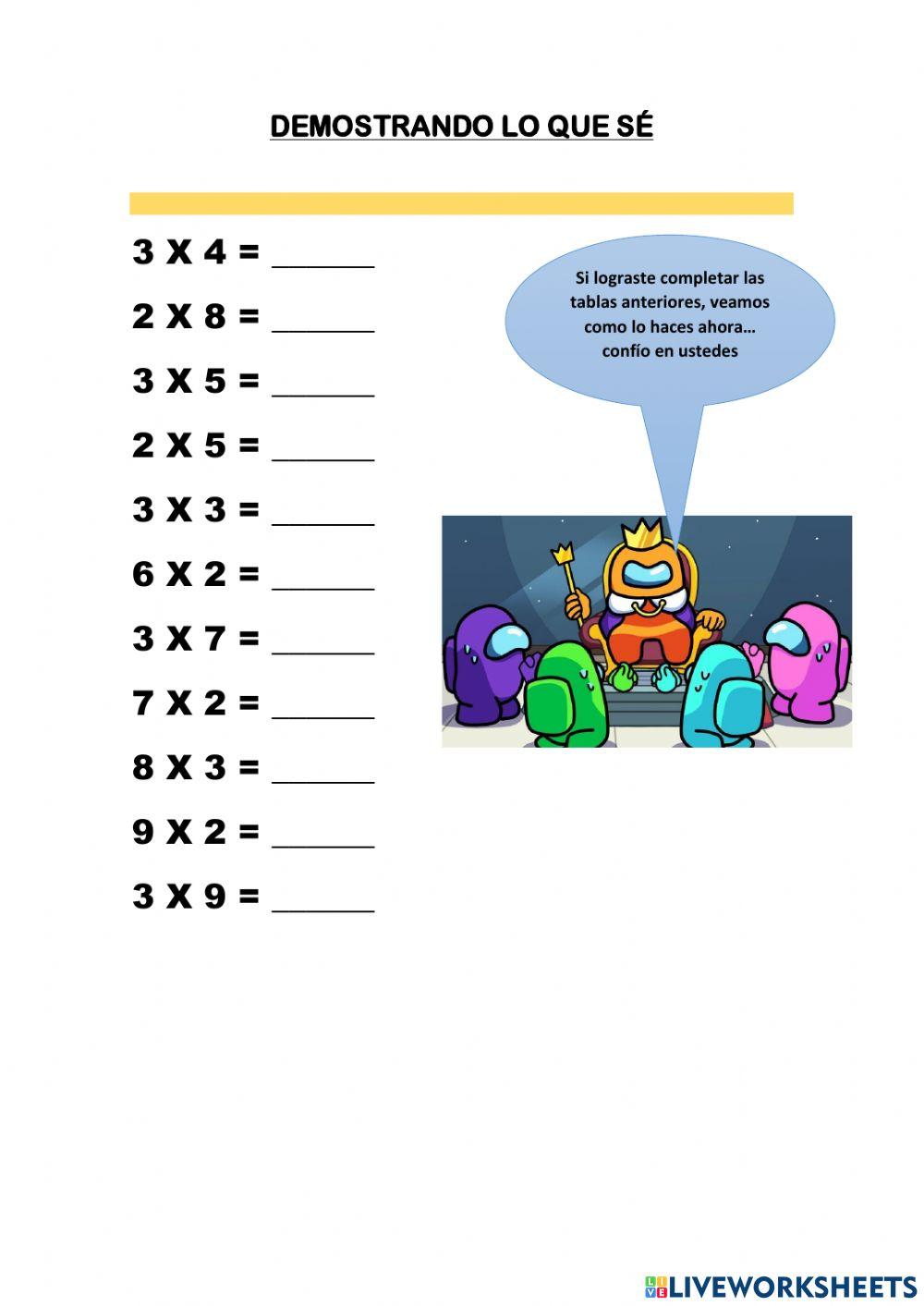 Multiplicaciones x 2 y x 3