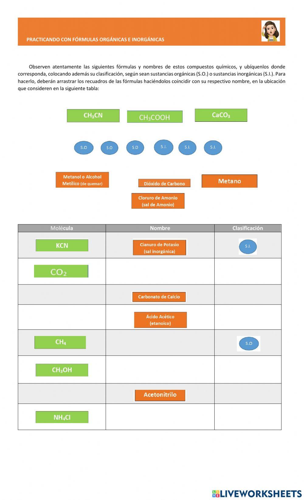 Practicando con moléculas orgánicas e inorgánicas
