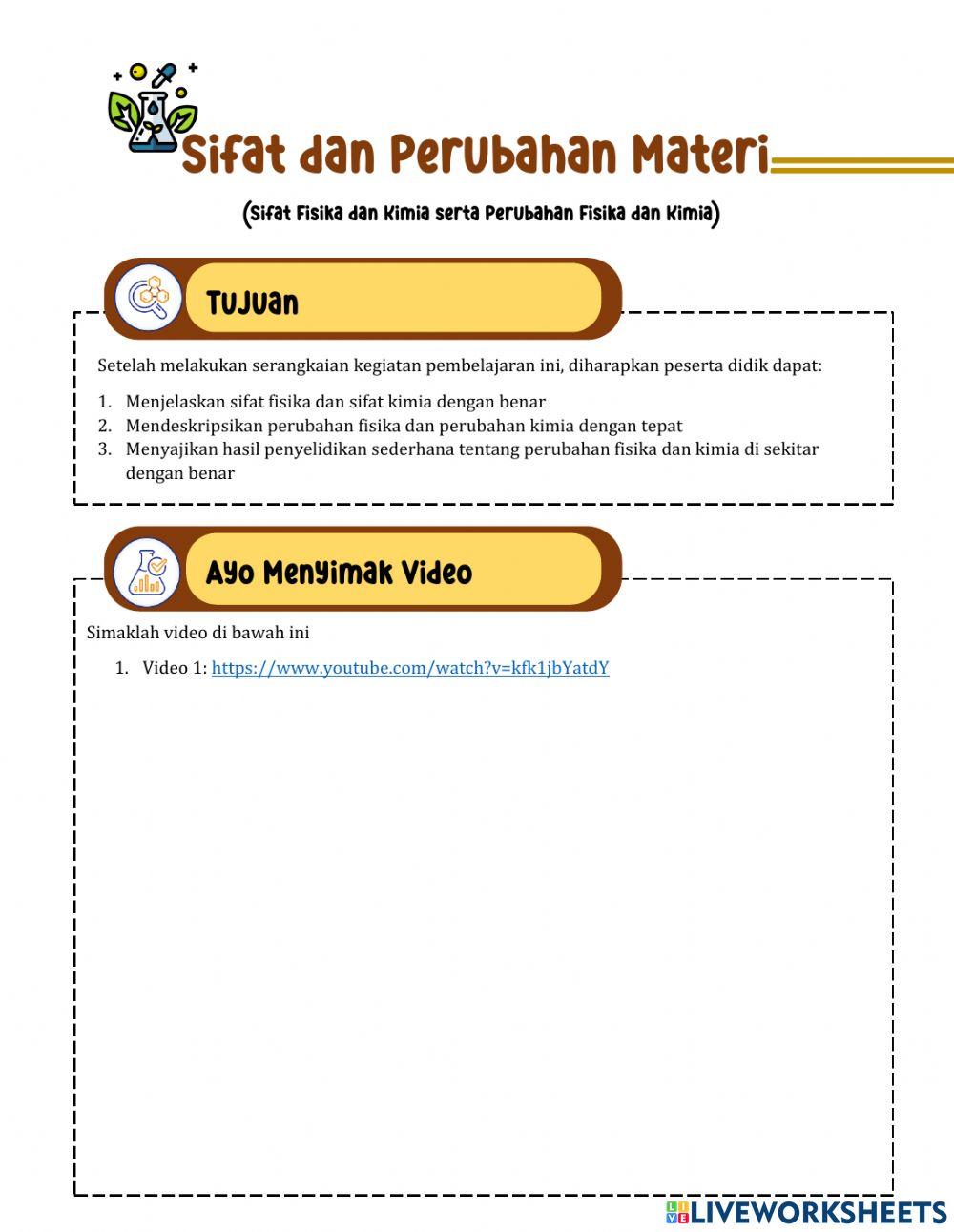 LKPD 3 Sifat dan Perubahan Materi