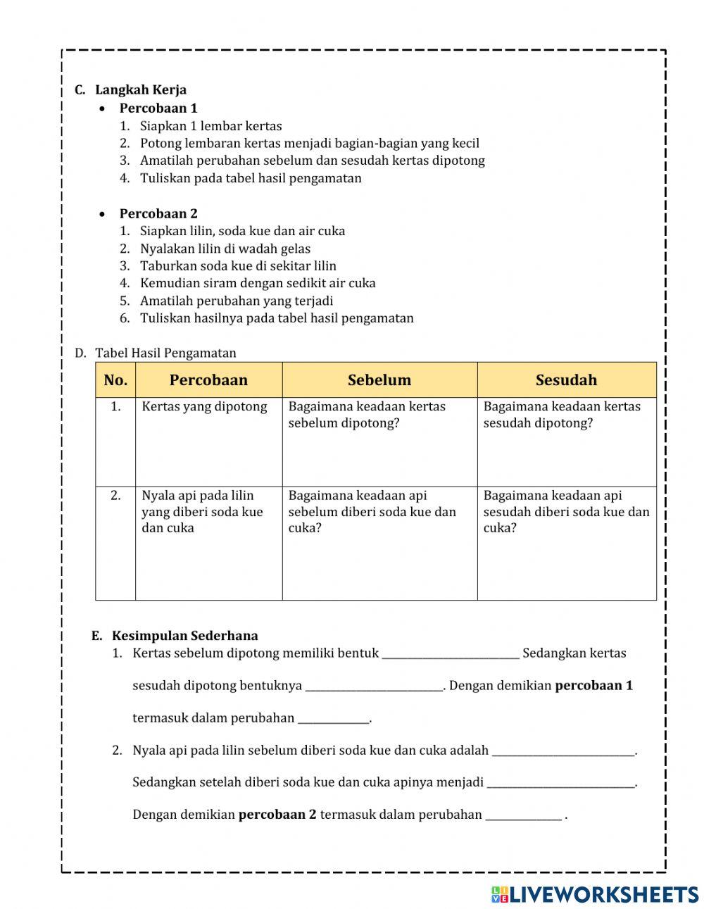 LKPD 3 Sifat dan Perubahan Materi